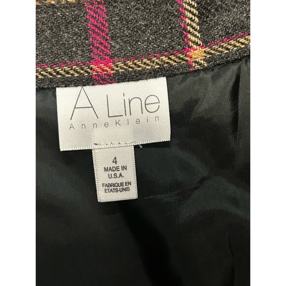 Checkered A-Line Anne Klein Pink and Gray Skirt with a Built In Belt Size 6 - Picture 7 of 7